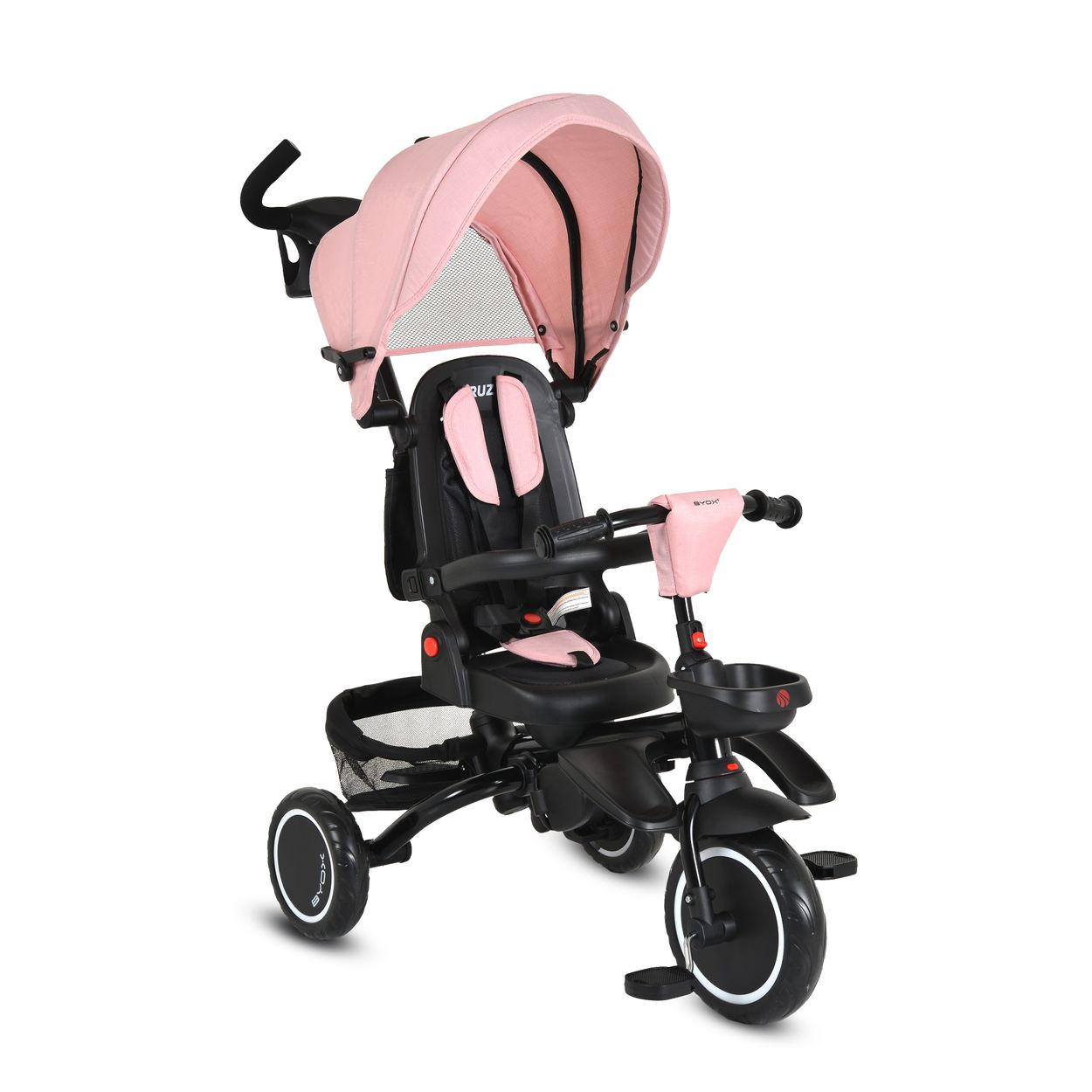 DREIRAD Cruz EVA-Reifen rosa klappbar Körbe 360 drehbar Getränkehalter Fußstütze - Rosa, Metall (100/54/104cm)