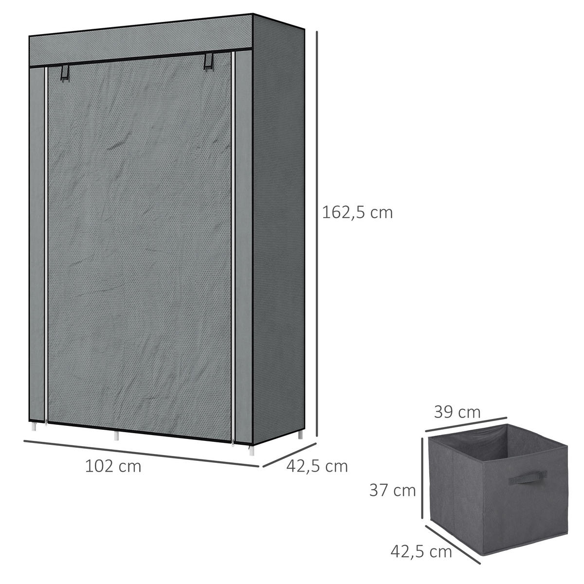KLEIDERSCHRANK Dunkelgrau 42.5/102.0/162.5 cm - Dunkelgrau, Textil (102/162.5/42.5cm)