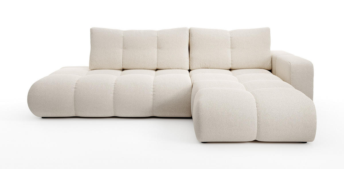 ECKSOFA DUCA R-S Beige Jersey mit Schlaffunktion - Beige, Holz (266.5/266.5cm) - MASSENO