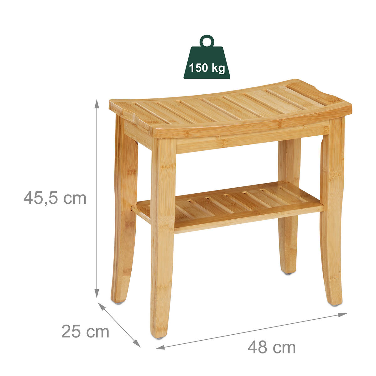 KOUPELNOVÝ hoker - světle hnědá, dřevo/plast (48/45.5/25cm) - Relaxdays