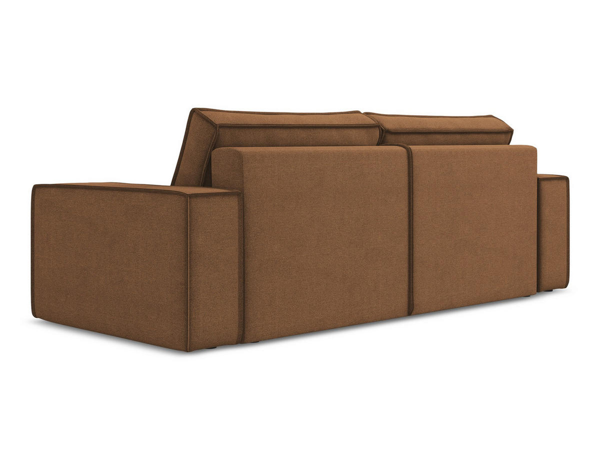 3-SITZER SOFA mit Schlaffunktion Strukturstoff Stoff Orange - Terra cotta/Schwarz, Kunststoff/Textil (255/85/105cm) - Makamii