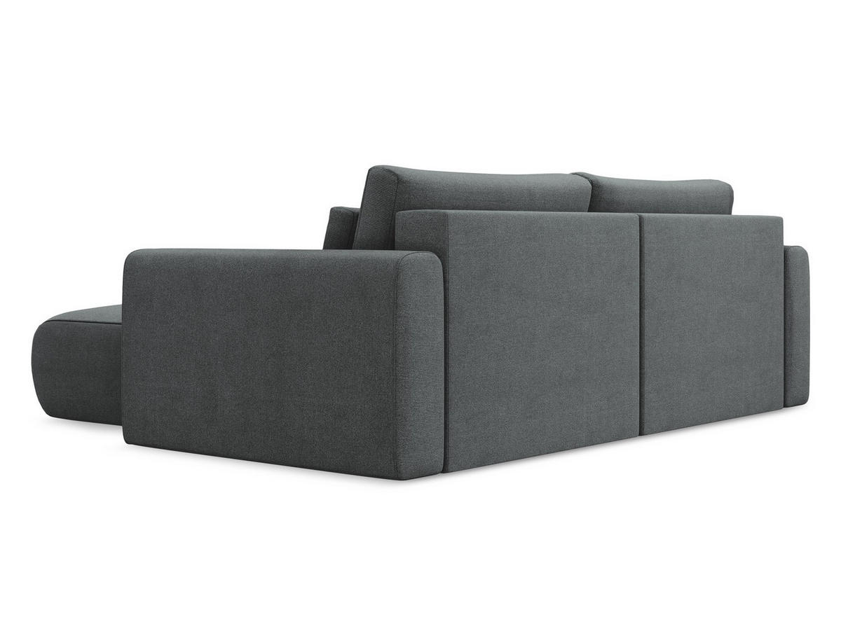 ECKSOFA mit Schlaffunktion Strukturstoff Stoff Grau - Schwarz/Grau, Kunststoff/Textil (240/149cm) - Makamii