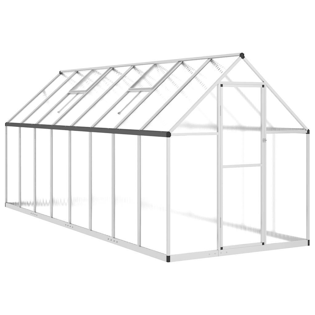 GEWÄCHSHAUS mit Fundamentrahmen Silber 445x169x195cm Aluminimum - Silberfarben, Metall (169/195/445cm)