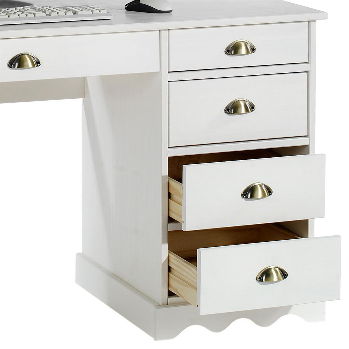 SCHREIBTISCH COLETTE - Weiß, Holz (54/114/76cm) - IDIMEX