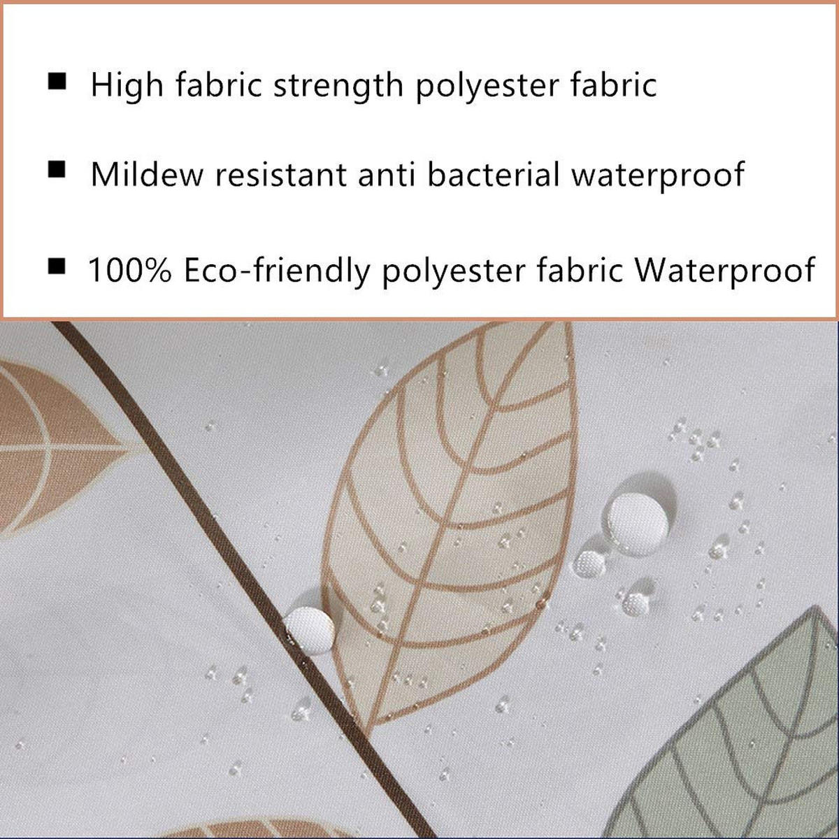 DUSCHVORHANG klein Blätter 180 x 180 cm wasserdicht schimmelresistent mit Haken - Multicolor, Textil (180/180cm) - MCBOSON