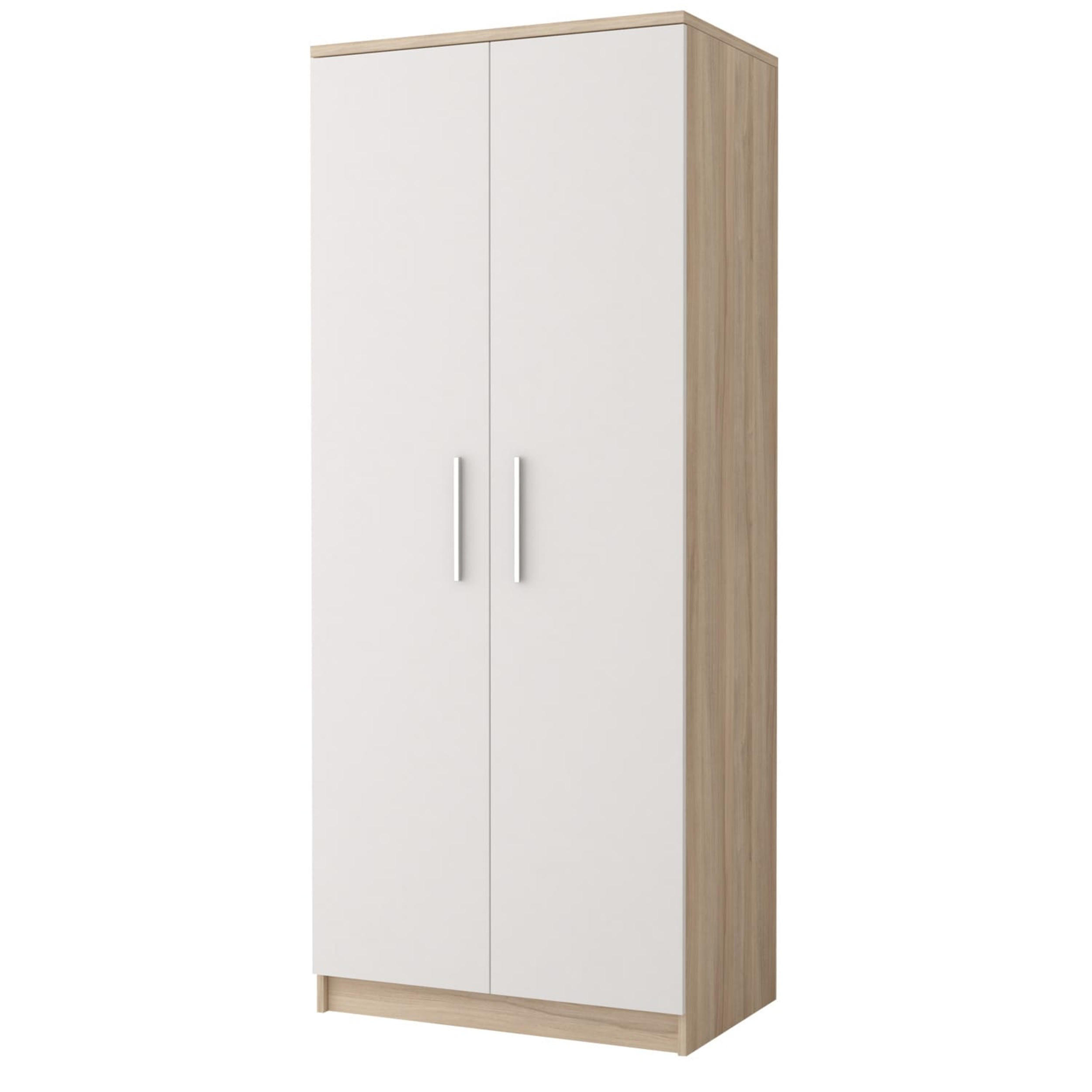 DREHTÜRENSCHRANK - MARSALA 2D Sonoma + Weiß - Weiß/Sonoma Eiche, Holzwerkstoff/Metall (80/193/50cm) - Möblo