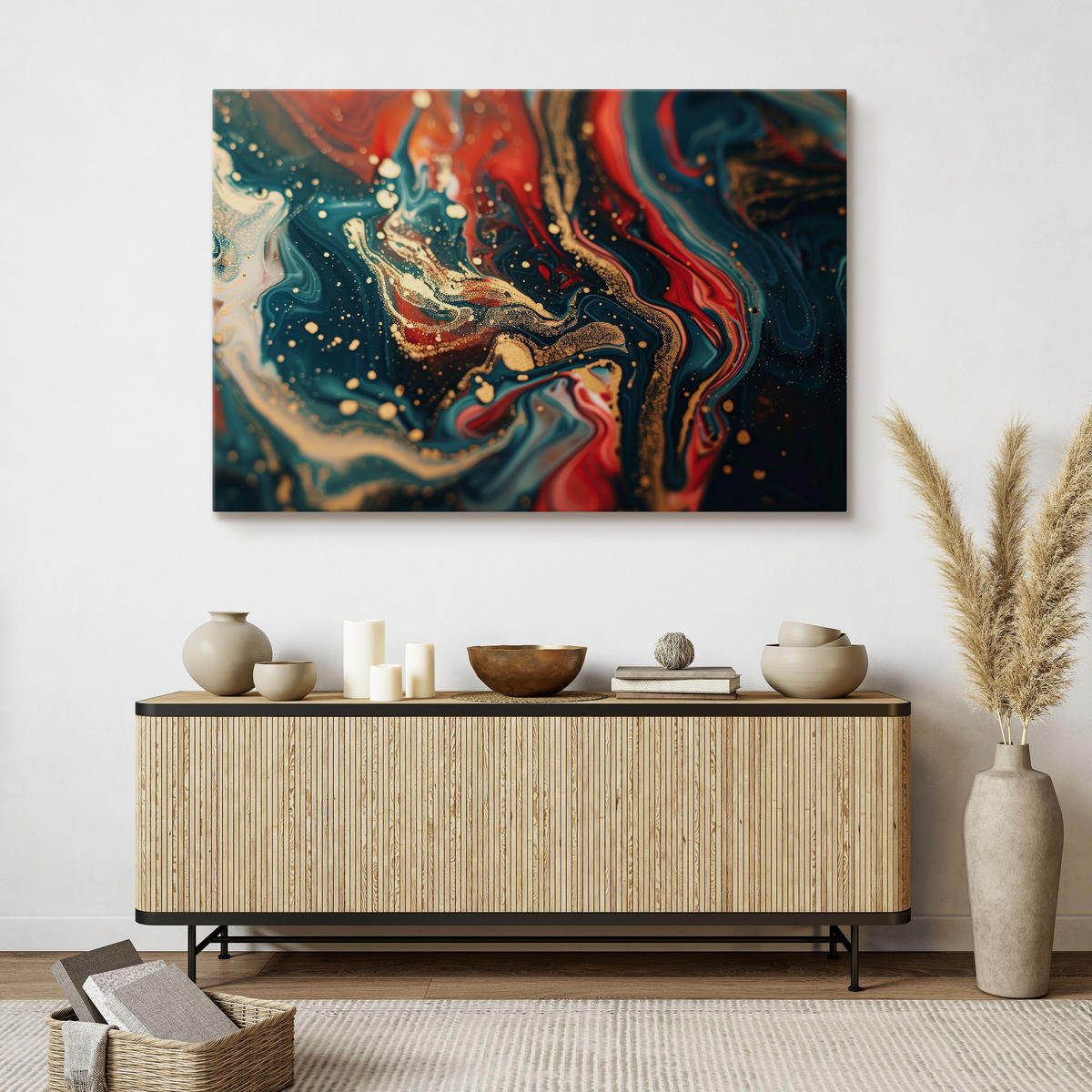 WANDBILD für Büro MARMOR Moderne Abstraktion Glamour Stil 100/70 cm - Schwarz/Grün, Textil (100/70cm) - Muralo