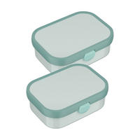 BROTDOSEN MIT EINSATZ & GABEL Campus Cool Mint 700 ml 2er Set - Mintgrün, Kunststoff (13.2/6.1/17.8cm) - Mepal