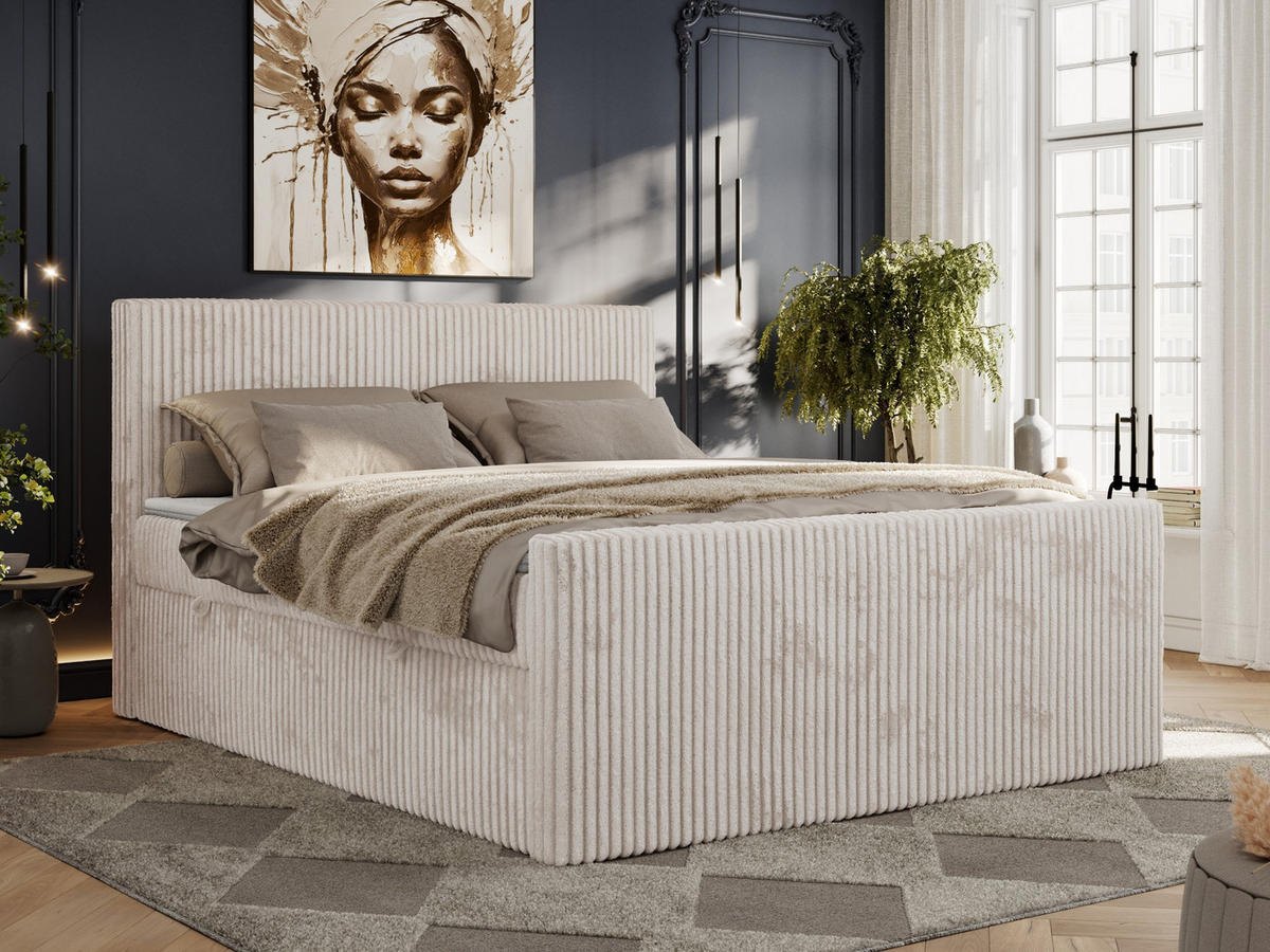 BOXBETT TILIANO DUO 180/200 - Beige Cord - H3 - Beige, Textil (180/200cm) - MKS