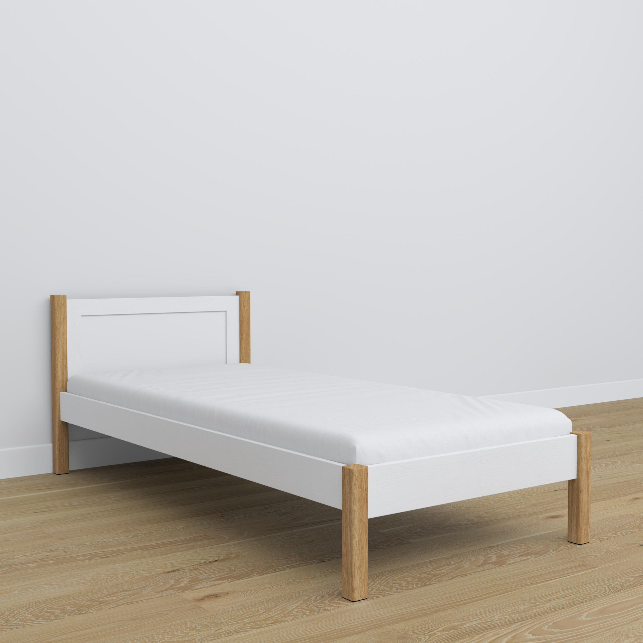 BETT N02 Weiß / Eiche Natur 120/200 - Eiche Artisan/Weiß, Naturmaterialien/Holz (120/200cm) - N-Wood