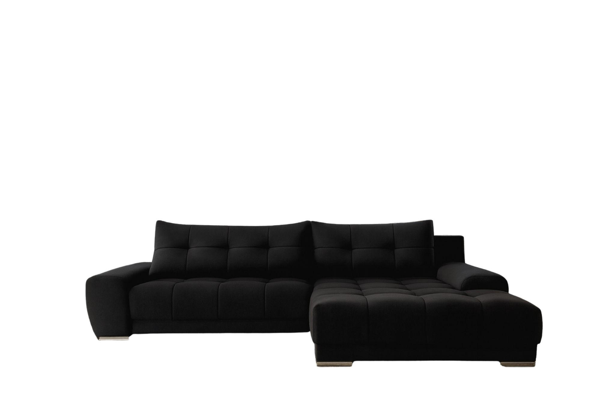 ECKSOFA WAVE Mit Schlaffunktion, Stoff SORO, Schwarz Rechts - Schwarz, Holz (281/105cm) - Kaiser Möbel
