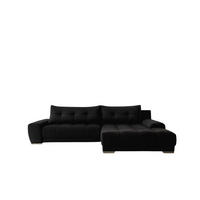 ECKSOFA WAVE Mit Schlaffunktion, Stoff SORO, Schwarz Rechts - Schwarz, Holz (281/105cm) - Kaiser Möbel