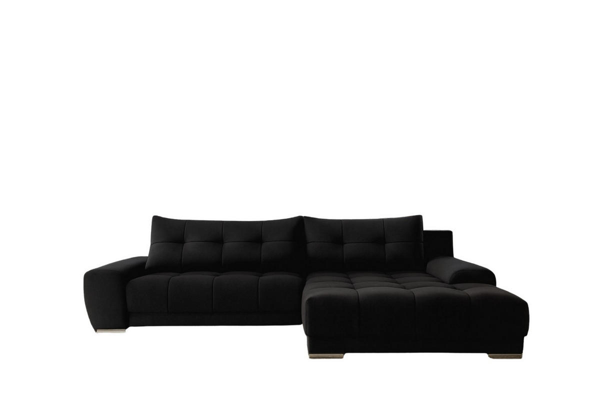 ECKSOFA WAVE Mit Schlaffunktion, Stoff SORO, Schwarz Rechts - Schwarz, Holz (281/105cm) - Kaiser Möbel