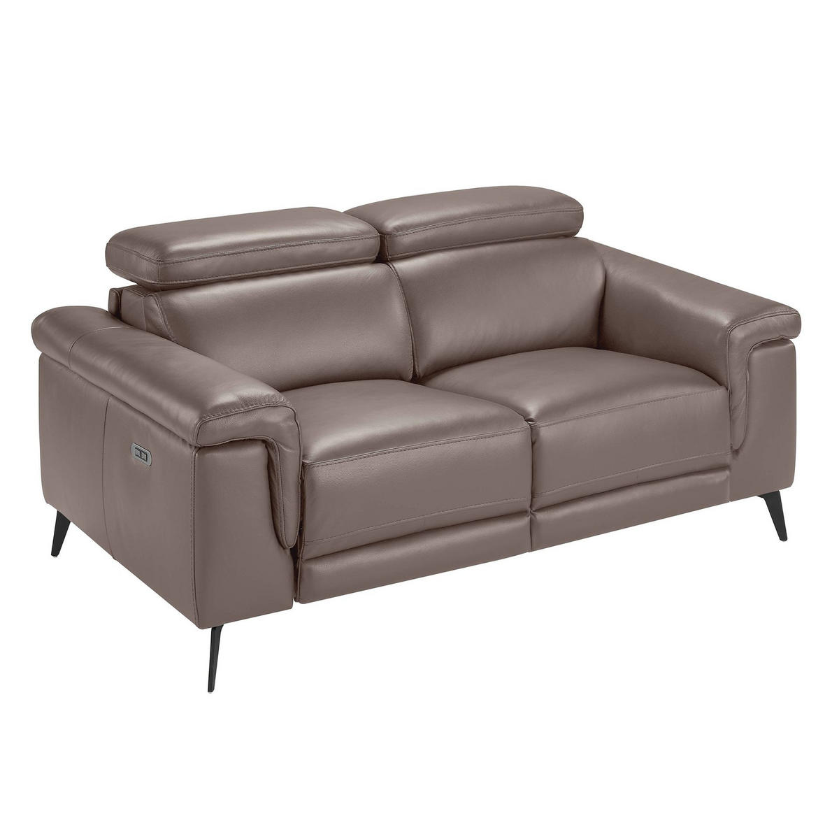 SOFA Relaxsofa 2-Sitzer Nerz Leder 170/103/99 cm - Taupe/Schwarz, Leder (170/99/103cm) - ANGEL CERDA