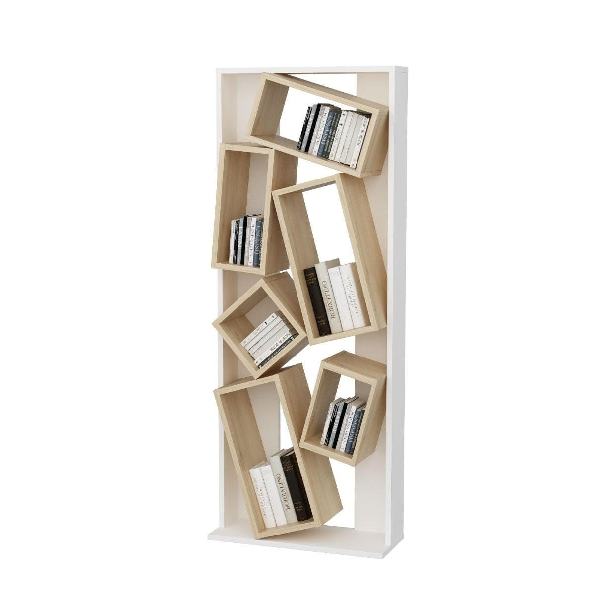 REGAL 6 Regale weiß und Eichen-Dekor L63 cm - Carmen - Weiß, Holzwerkstoff (24/153.6/63cm) - Calicosy