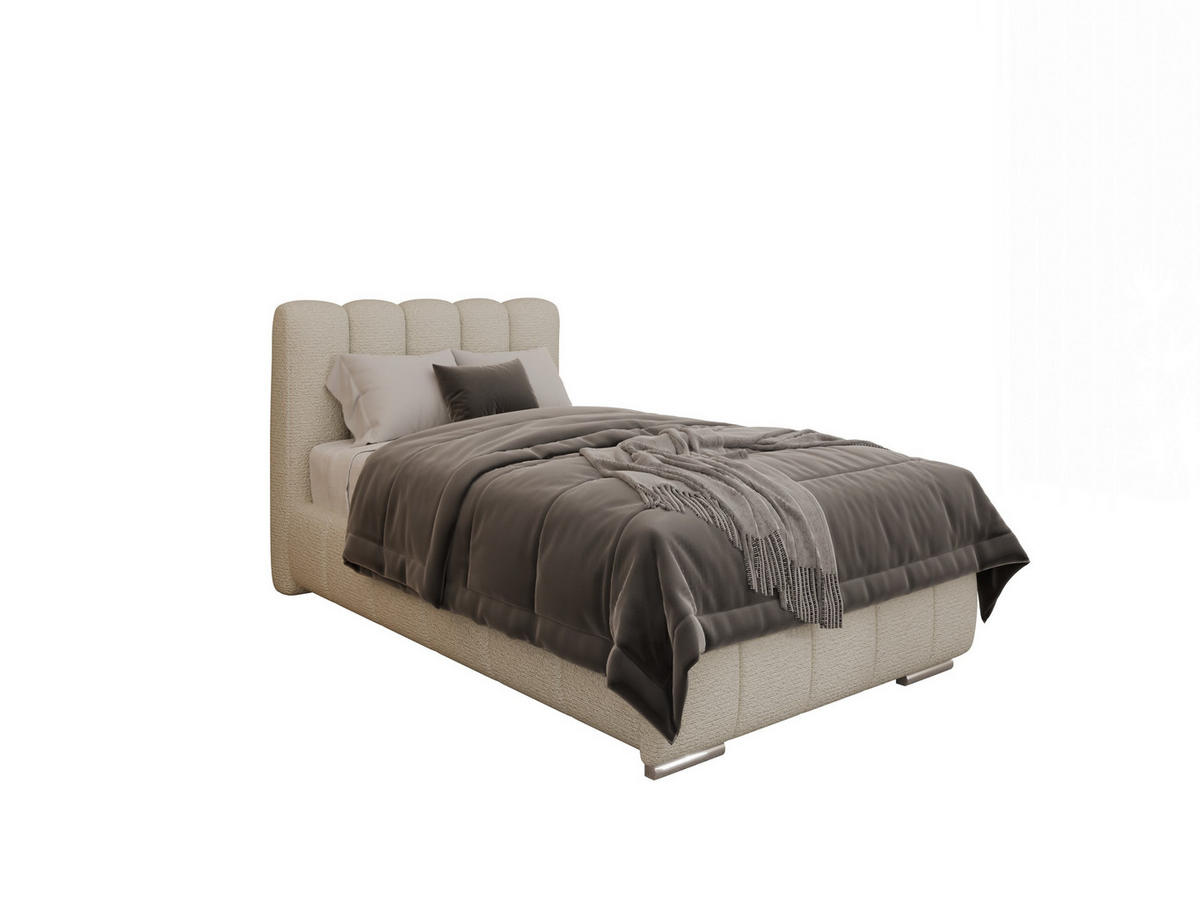 POLSTERBETT Zaira 100x200cm – Elegantes Polsterbett für modernen Wohnstil , ZONIERTE TASCHENFEDERN KOKOS (21cm), creme - Creme, Holz - Panda Möbel