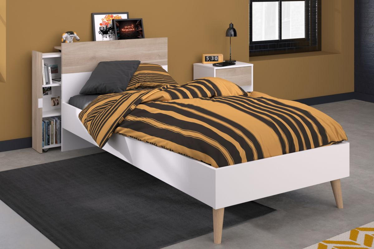 JUGENDZIMMER weiß, Eiche, Komplett-Set 3-teilig mit Stauraum - Eichefarben/Silberfarben, Holzwerkstoff/Kunststoff (95/79/206cm) - Parisot Meuble