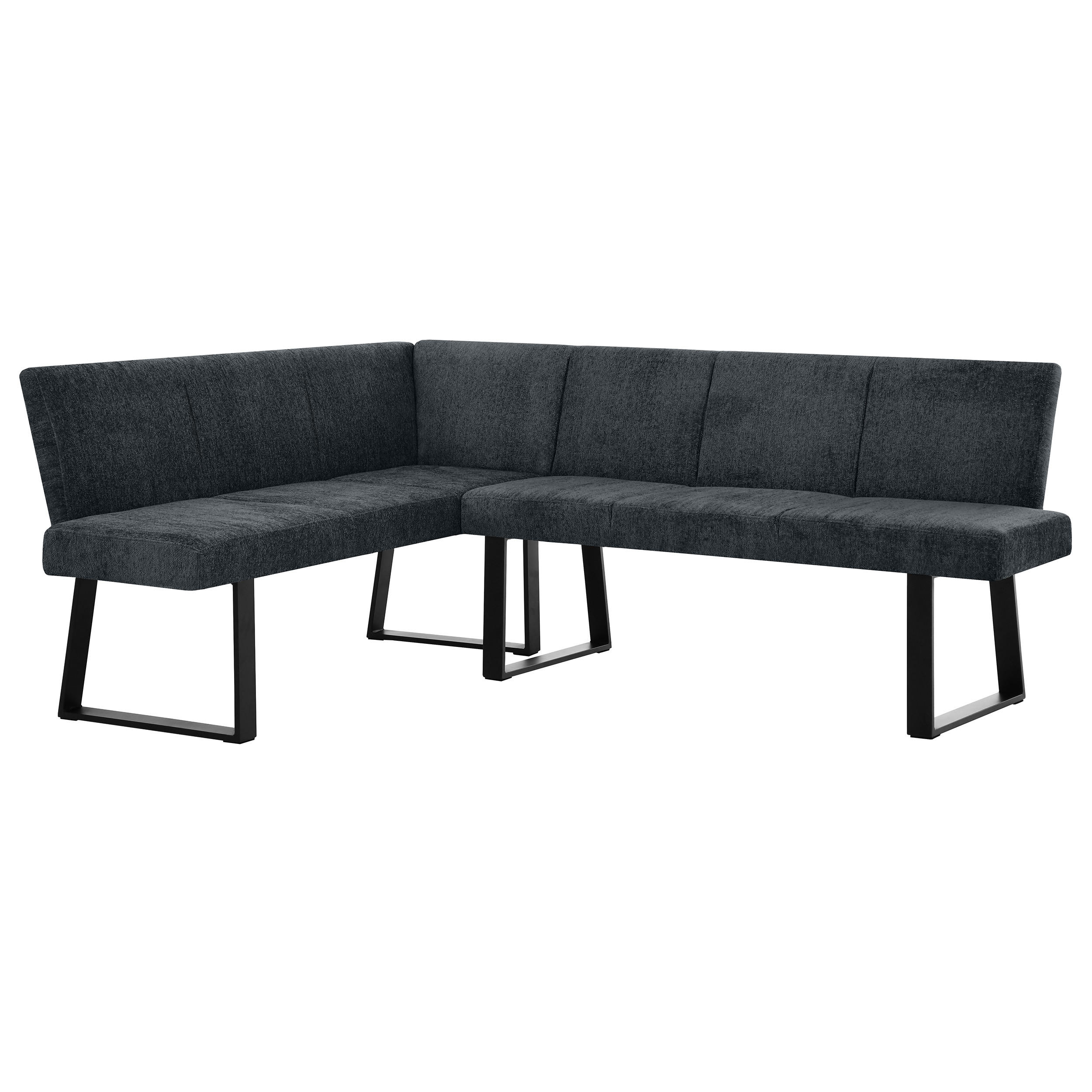ECKBANK Velto 203x162 cm, mit Metallbeinen, Raven-Stoff, Anthrazit - Anthrazit/Schwarz, Metall (203/162cm) - Beautysofa