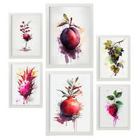 POSTER Set Mit 6 Lila Früchte Plakate Von Obst, Gemüse & Gesunden Lebensmitteln Im Aquarell Kunst Auf Reinweißen Hintergründen A3 & A4 Weißer Rahmen - Weiß, Papier (29/3cm) - Nacnic