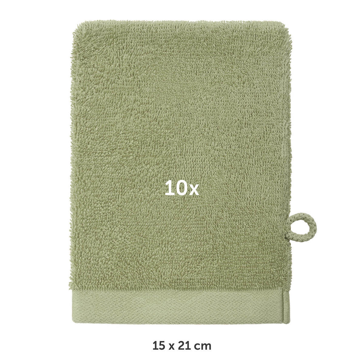 WASCHLAPPEN 10er-Set, 10x Waschlappen 15/20 cm, Hellgrün - Hellgrün, Textil (15/20cm) - Blumtal