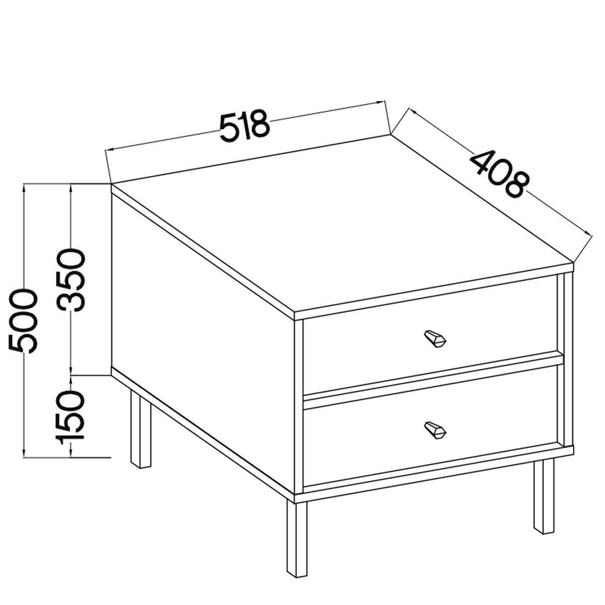 NACHTTISCH FLOREN, Creme/Gold - Creme, Holzwerkstoff/Metall (51.8/50/40.8cm) - KONSIMO®