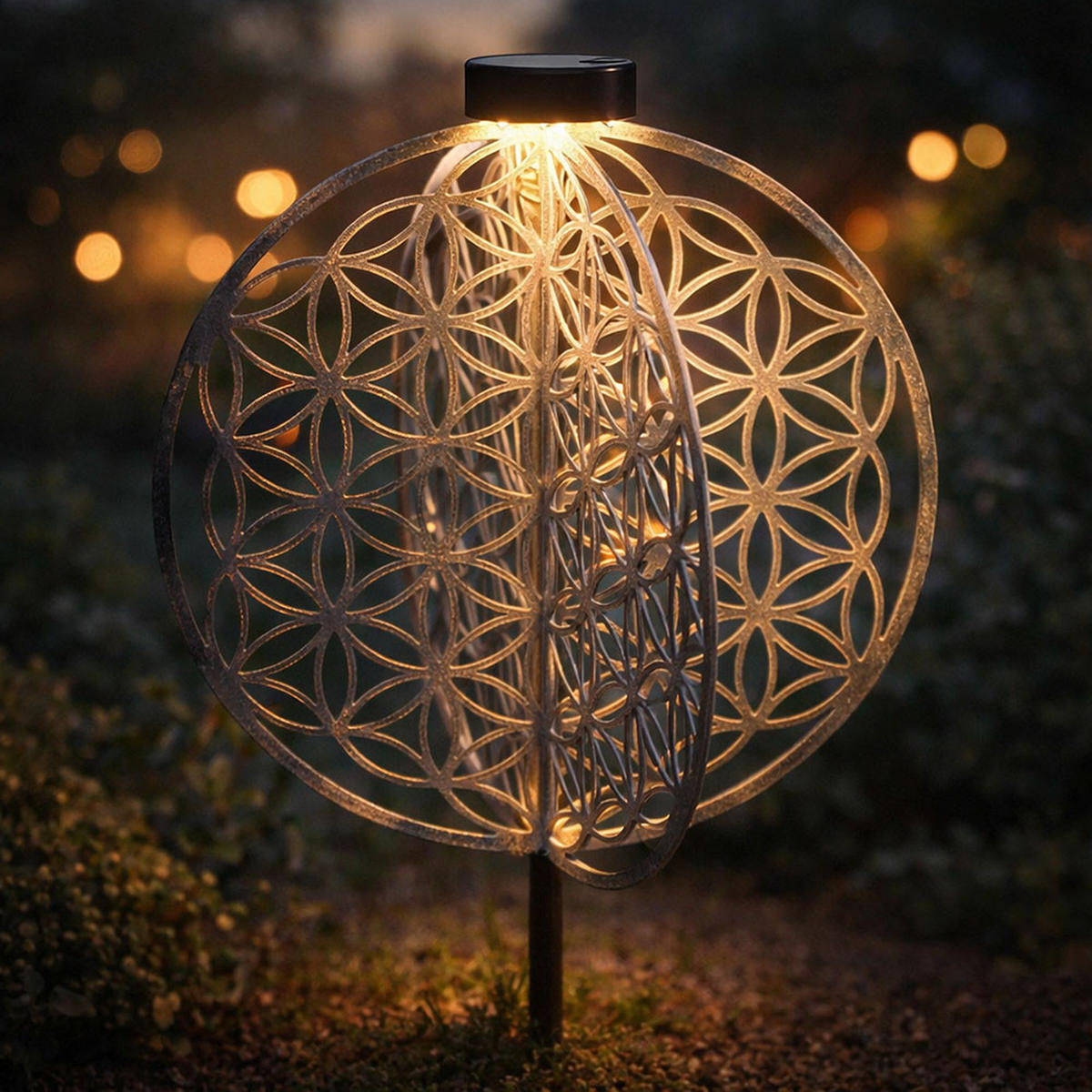 LED AUSSENLEUCHTE Solarleuchte Silber - Schwarz, Metall (40/40/51cm) - Globo Lighting