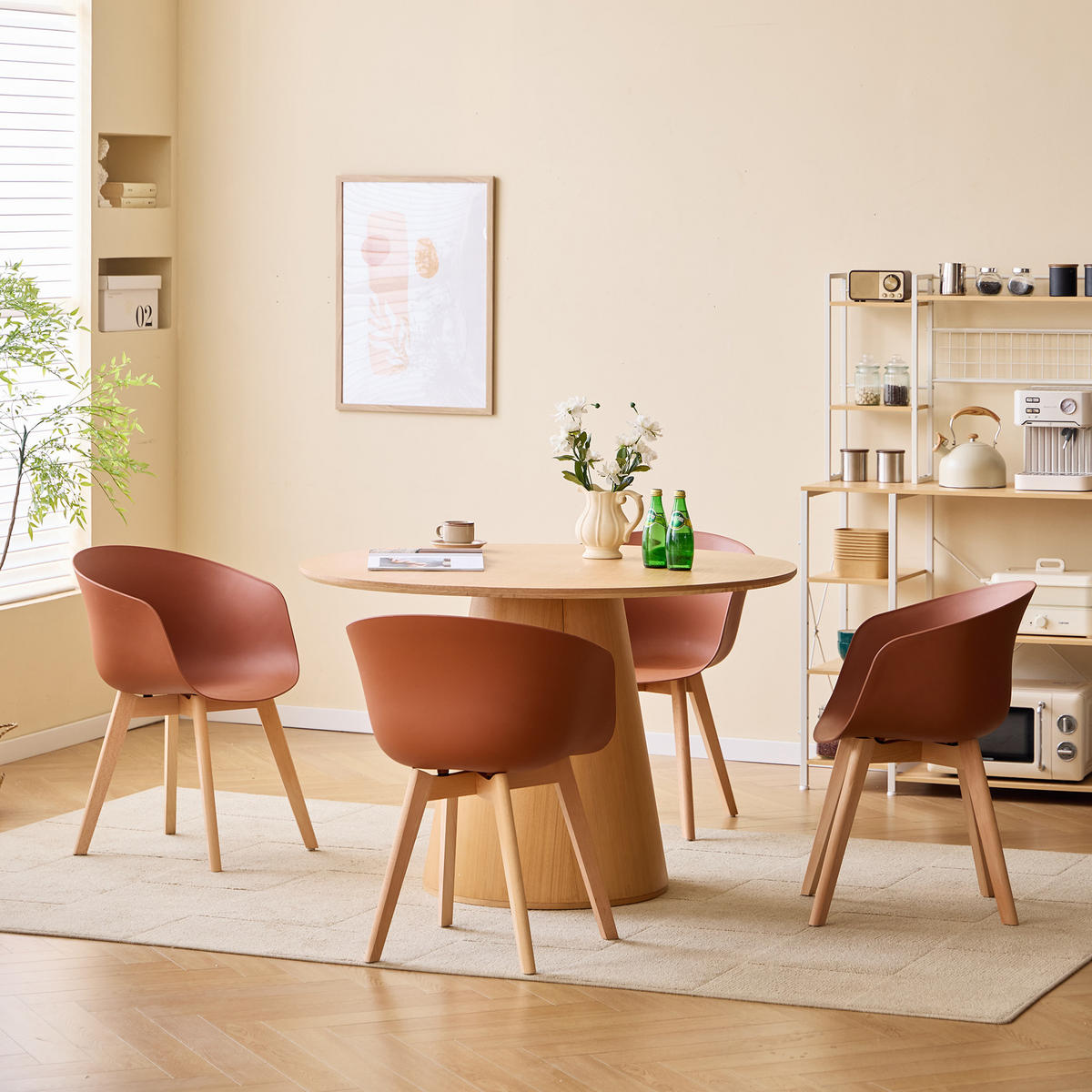 STUHL 4er-Set Polypropylen Terracotta - Rot, Kunststoff (55/76/56cm) - Nordlys