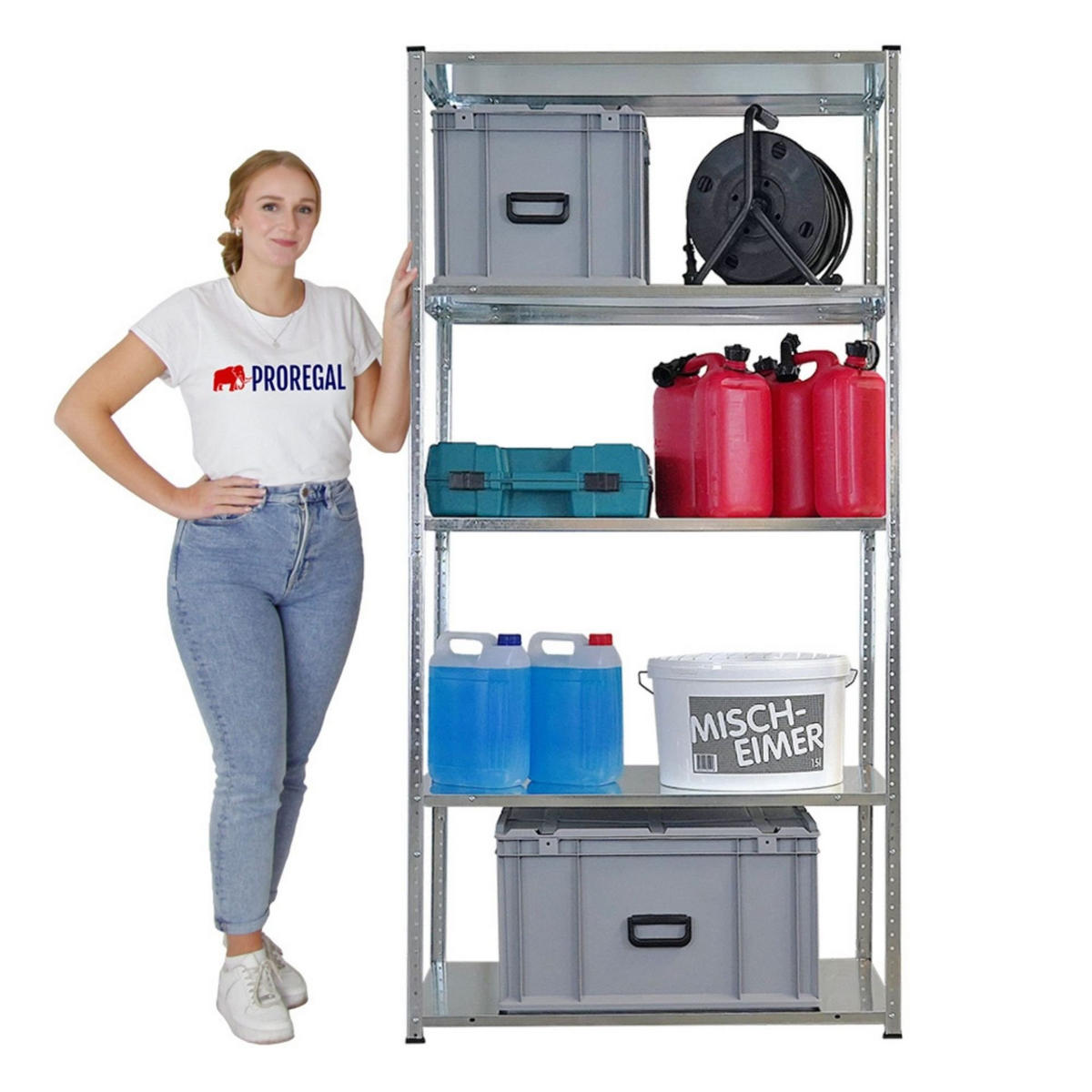 SCHRAUBREGAL Haldor 2er-Set 180x90x40cm Fachlast 100 kg Verzinkt - Silberfarben, Metall (180/180/40cm) - PROREGAL