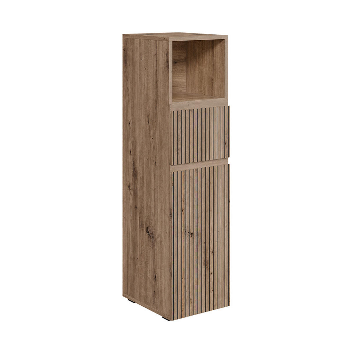 MIDISCHRANK Takumi Artisan 30 x 112.6 cm mit Schublade und Tür - Hellgrau, Holzwerkstoff (30/112.6/35cm) - Vicco