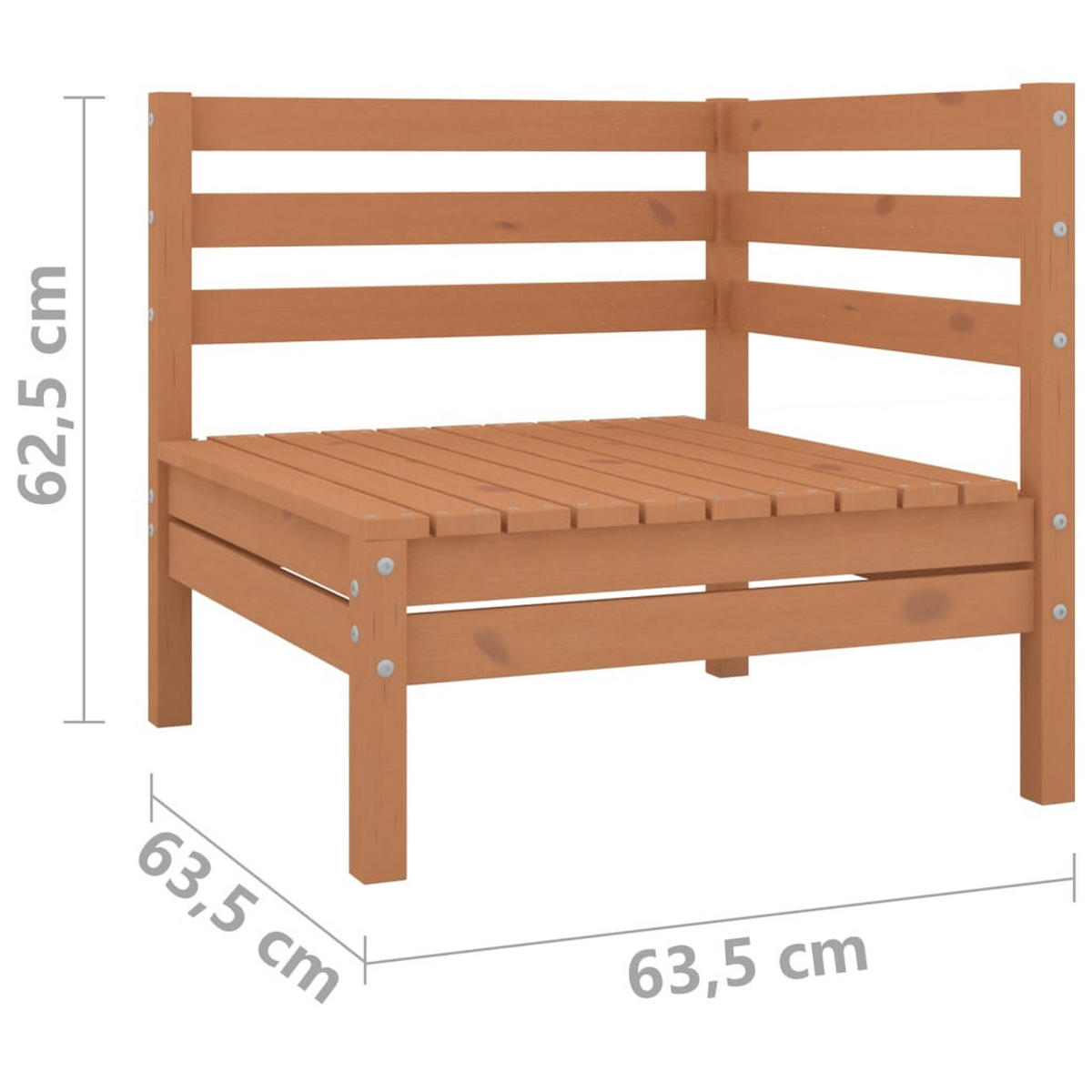 GARTENSOFA 2-Sitzer Honigbraun Massivholz Kiefer - Hellbraun, Holz (63.5/63.5/63.5cm) - vidaXL