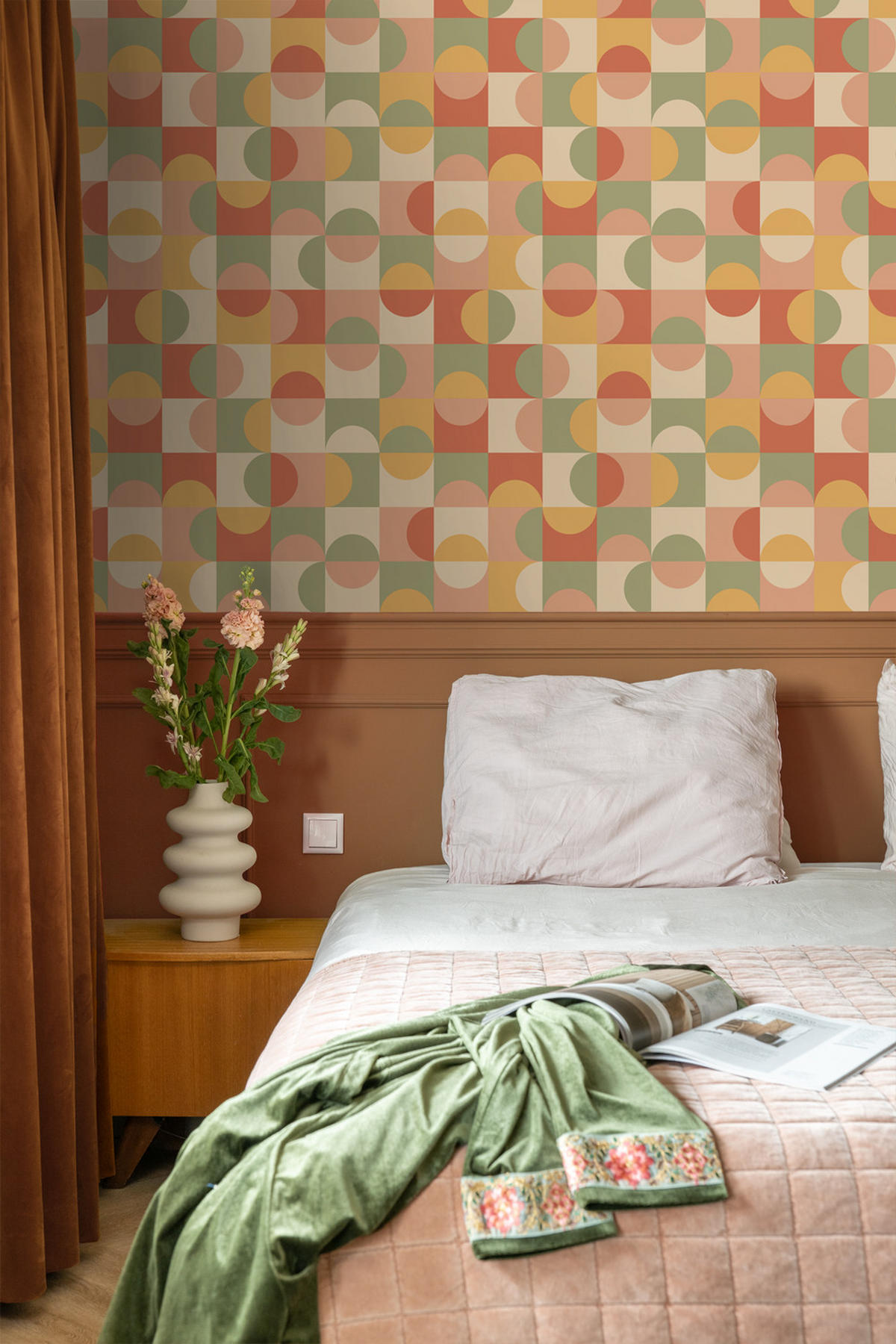 TAPETE Kreise im Bauhaus-Stil 50 x 900 cm - Gelb, Papier (50/900cm) - ESTAhome