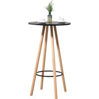STEHTISCH rund 60 cm Holz natura/schwarz - Eukalyptusholzfarben/Schwarz, Holz (60/60/107cm) - CLP