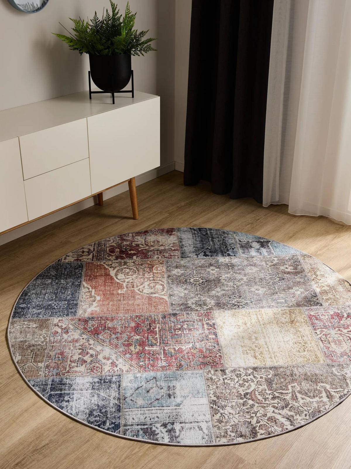 VINTAGE-TEPPICH George waschbar ø 160 cm rund - Multicolor, Kunststoff (160/160cm) - benuta