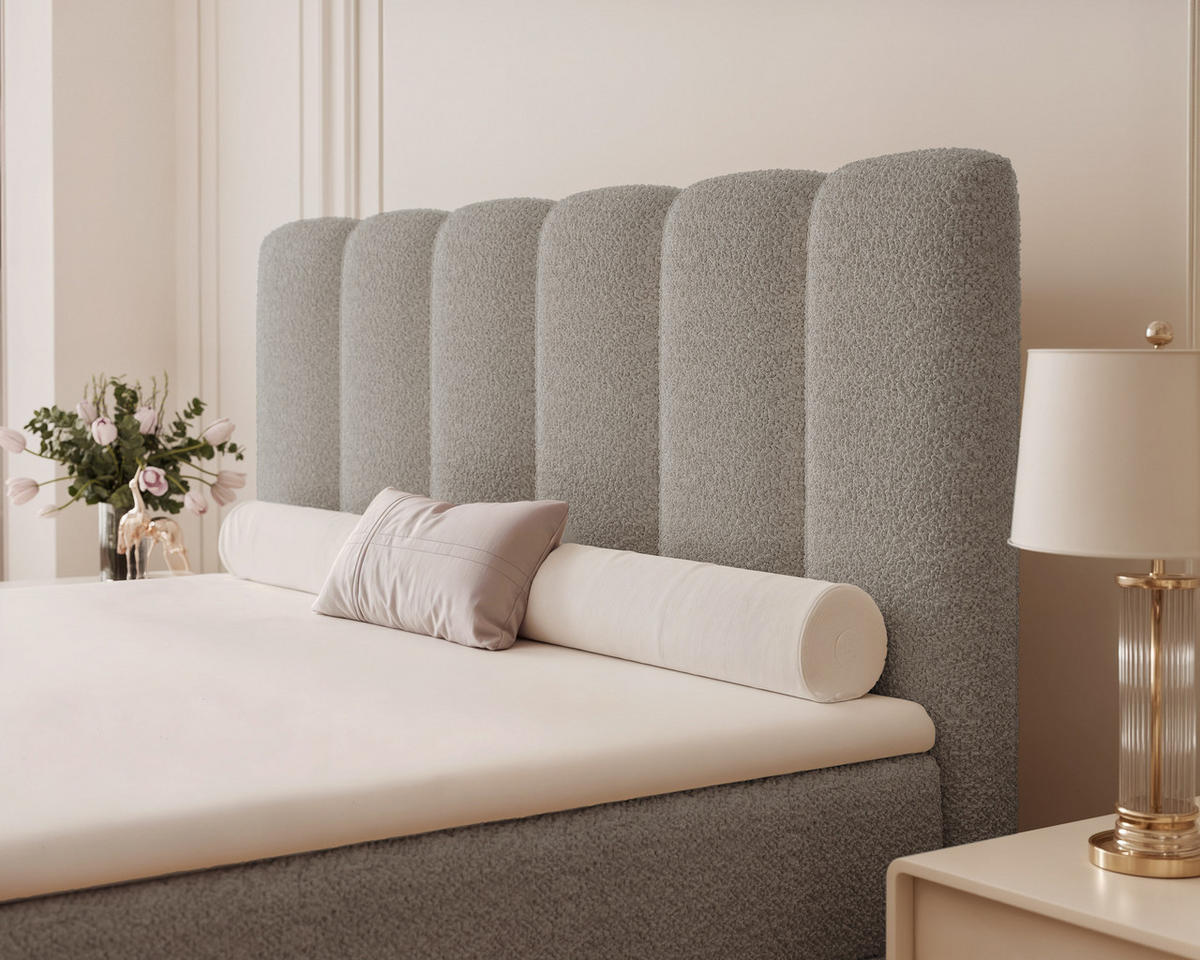 BOXBETT FERRERO 160/200 cm, in Grau, mit Matratze - Grau, Textil (160/200cm) - Idohome