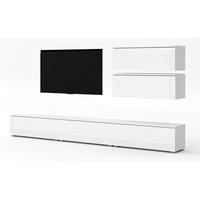 WOHNWAND Loriano V Weiß Matt Hochglanz 300/104,5/32 cm – Hängend und Stehend - Weiß, Holzwerkstoff/Kunststoff (300/104.5/32cm) - AX Living