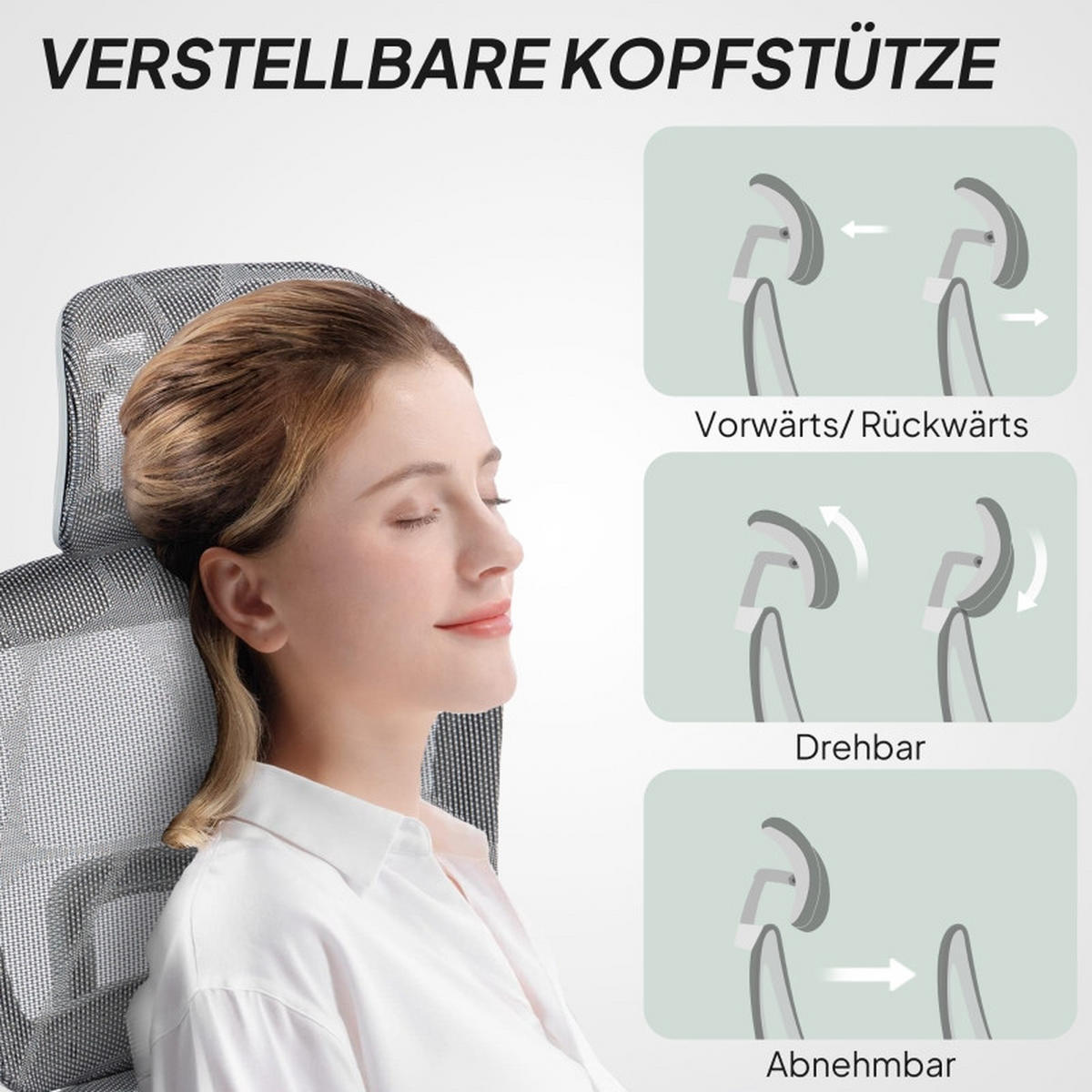 DREHSTUHL 66/64/114-122 cm, ergonomisch verstellbar, neigbar bis 135°, Grau - Grau, Kunststoff (64/122/66cm) - Redom