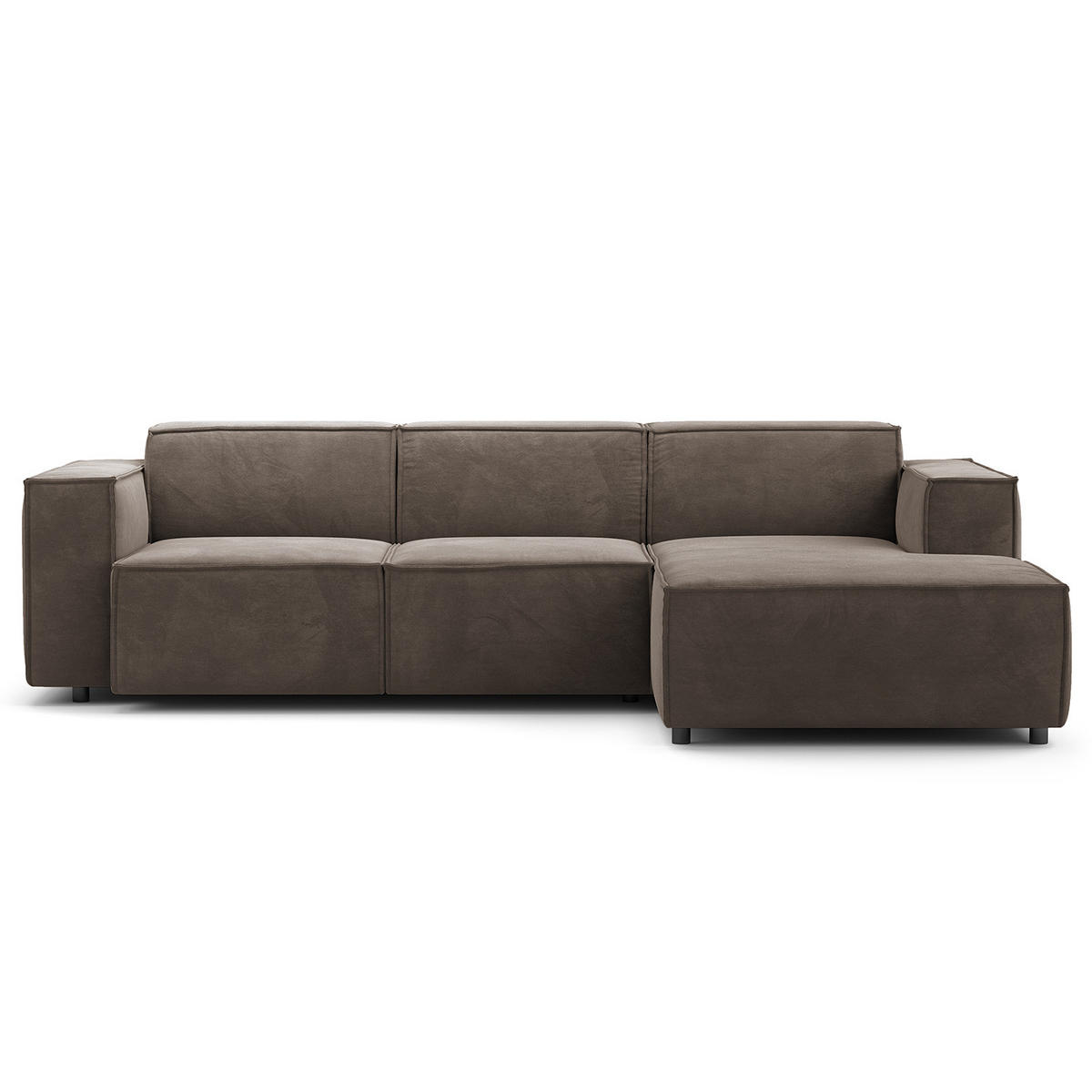 ECKSOFA mit Longchair - Taupe/Schwarz, Kunststoff/Textil (260/177cm) - home24