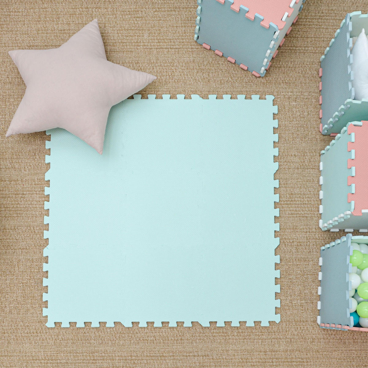 SPIELMATTE ab Null - 90 cm Baby Puzzlematte Mint - Mintgrün, Kunststoff (30/30cm) - Littletom