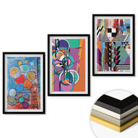 WANDBILDER 3er-Set - 40x60 cm Schwarzer Rahmen - Bunte abstrakte Kreise Geometrie - Schwarz, Kunststoff (40/60cm) - ArtPrintCave