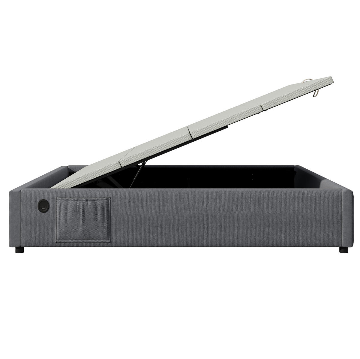POLSTERBETT 140/200 cm Grau Stauraumbett mit USB- und Type-C-Anschlüssen - Grau, Textil (140/200cm) - OKWISH