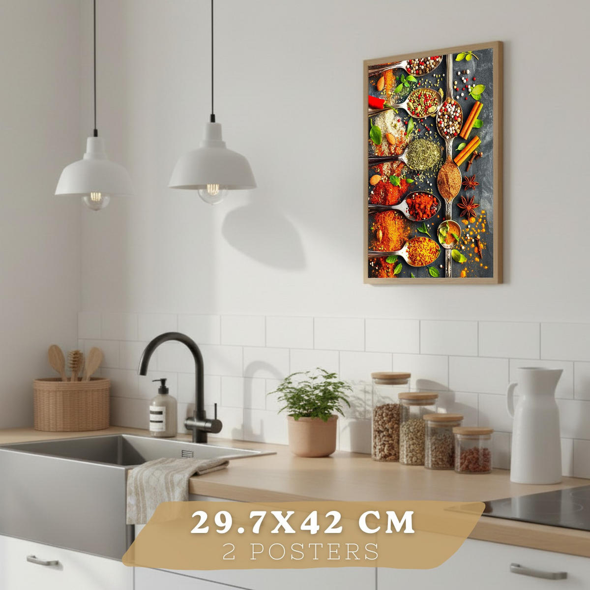 PLAKAT Sada 2 Lžíce A3 Černý rám - černá, papír (29.7/1/42cm) - Nacnic