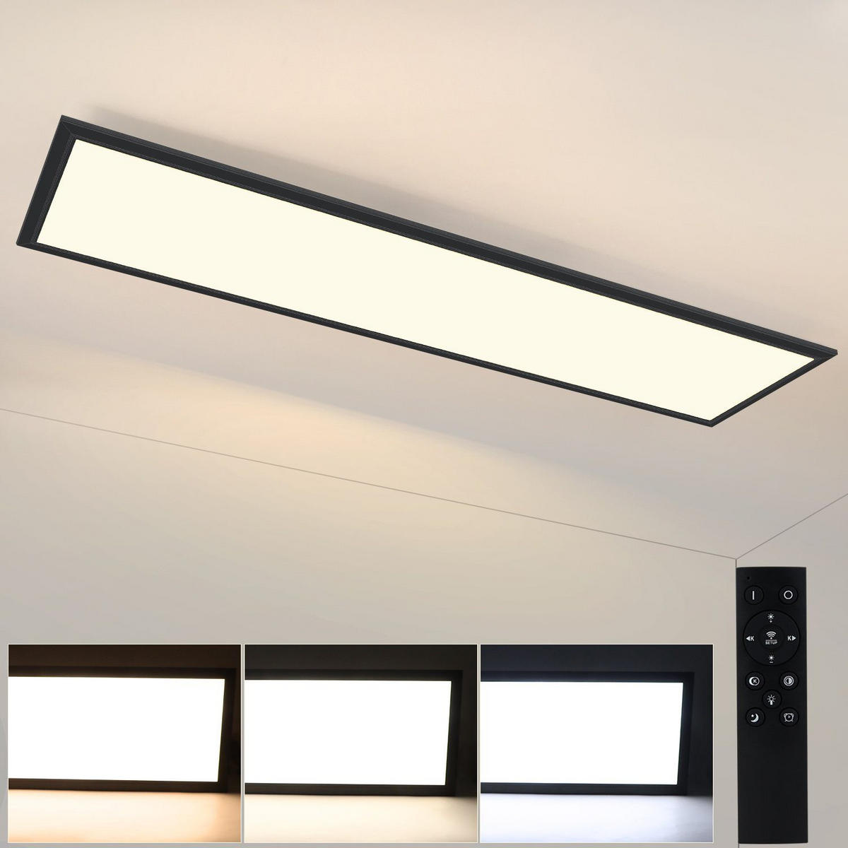 LED-DECKENLEUCHTE Petra 100/25/1 cm - Schwarz, Metall (100/25/1cm) - Nettlife