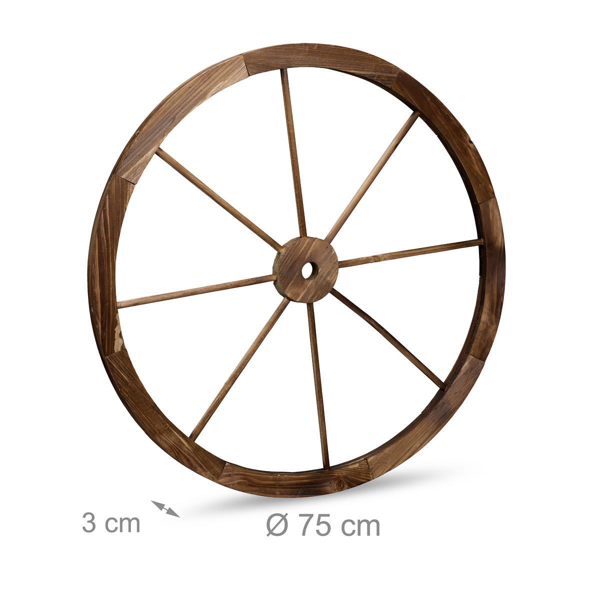 2XWAGENRAD - Braun, Holz (75/75/3cm) - Relaxdays