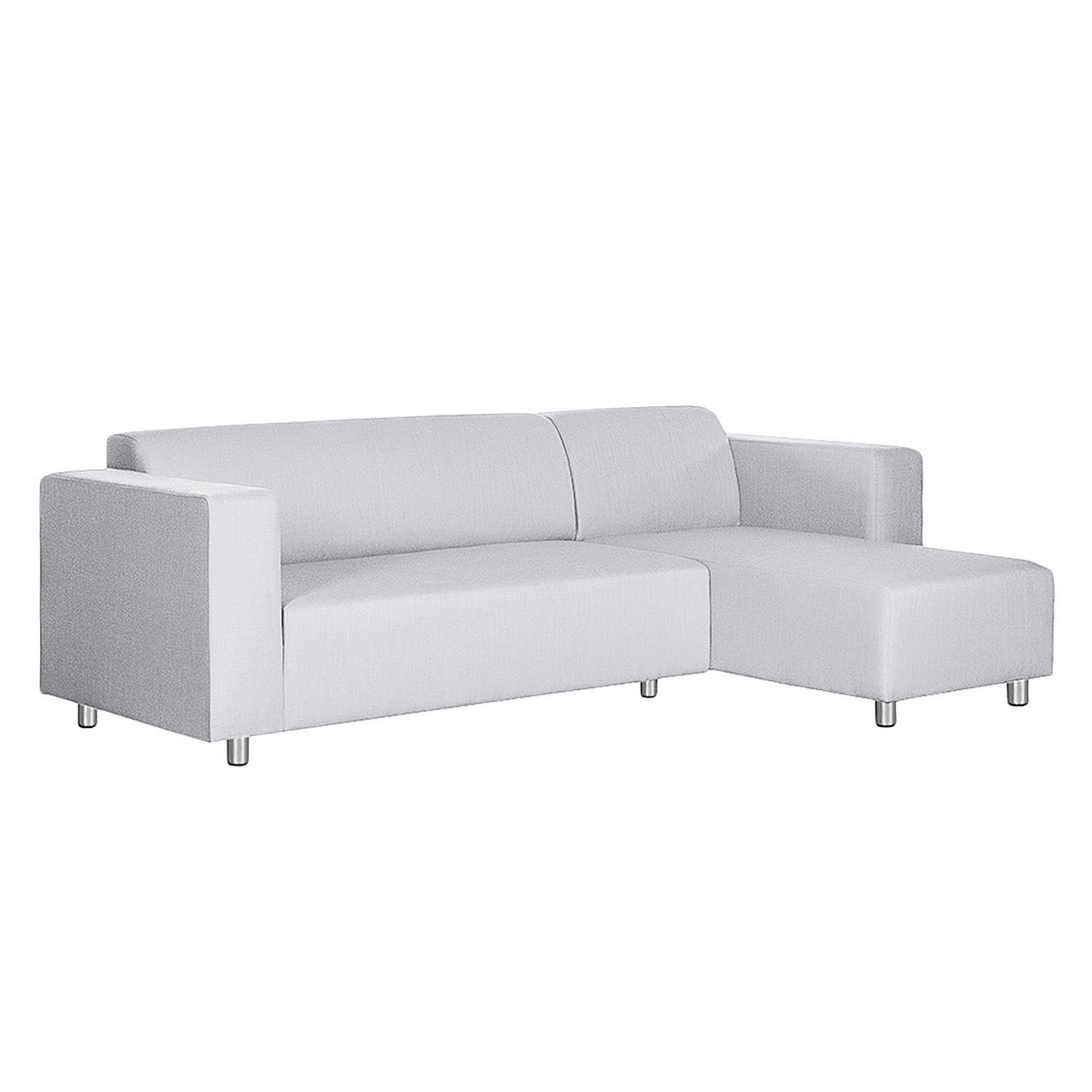 ECKSOFA mit Longchair davorstehend rechts - Webstoff - Grau - Grau, Textil (240/140cm) - home24