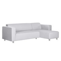 ECKSOFA mit Longchair davorstehend rechts - Webstoff - Grau - Grau, Textil (240/140cm) - home24