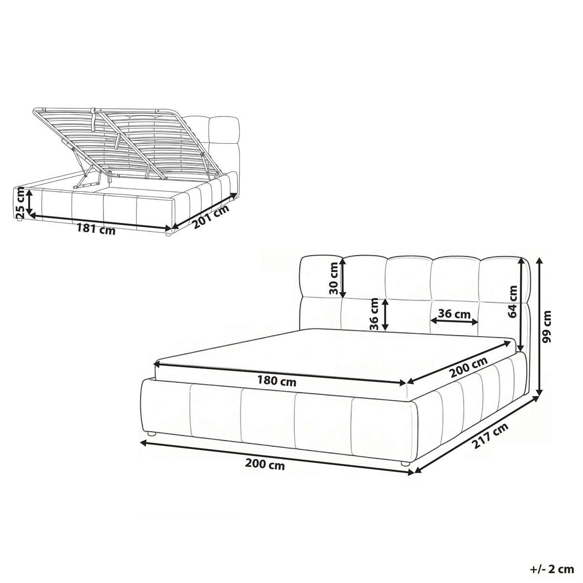 POSTELJA s prostorom za shranjevanje 180/200 blago svetlo bež Noyon - bež, tekstil (180/200cm) - Beliani