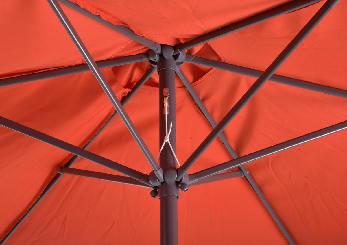 SONNENSCHIRM Thomas Ø 300cm 6 Streben Terrakotta Gartenschirm - Terracotta, Kunststoff (300/300cm) - DELUKE