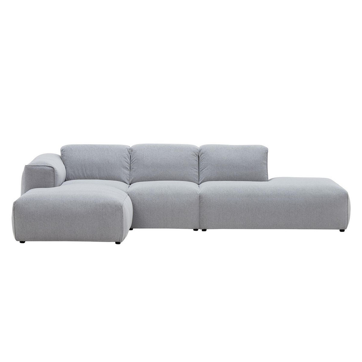ECKSOFA mit Chaiselongue - Hellgrau/Schwarz, Kunststoff/Textil (290/173cm) - home24