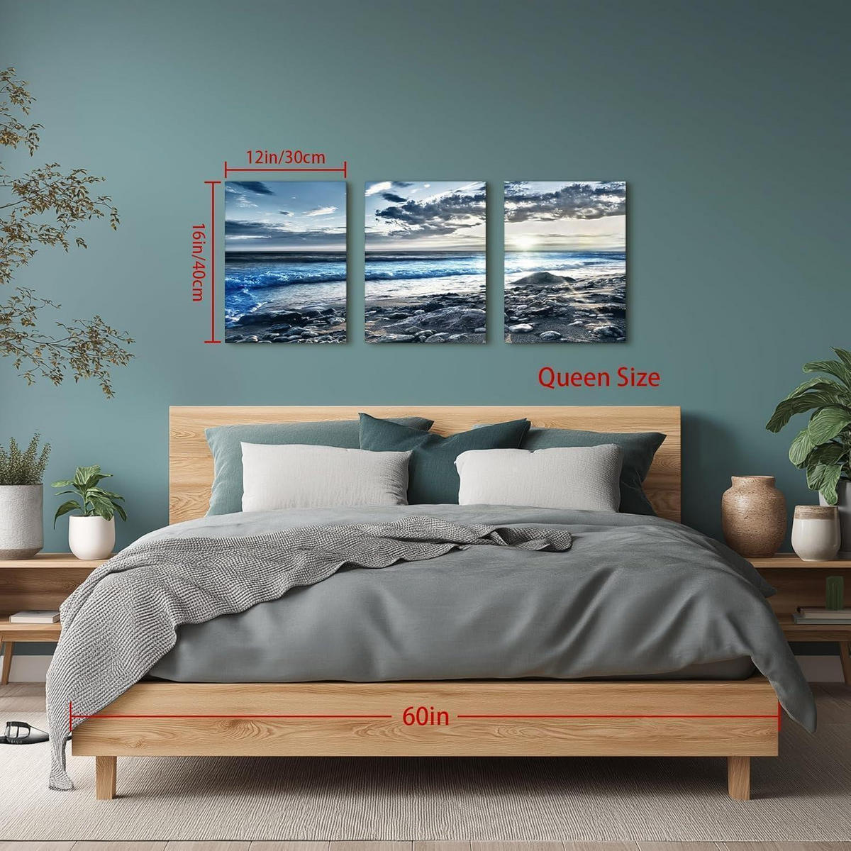 LEINWANDBILD Sonnenaufgang am Meer 40 x 30 cm - Blau, Textil (30/0.5cm)