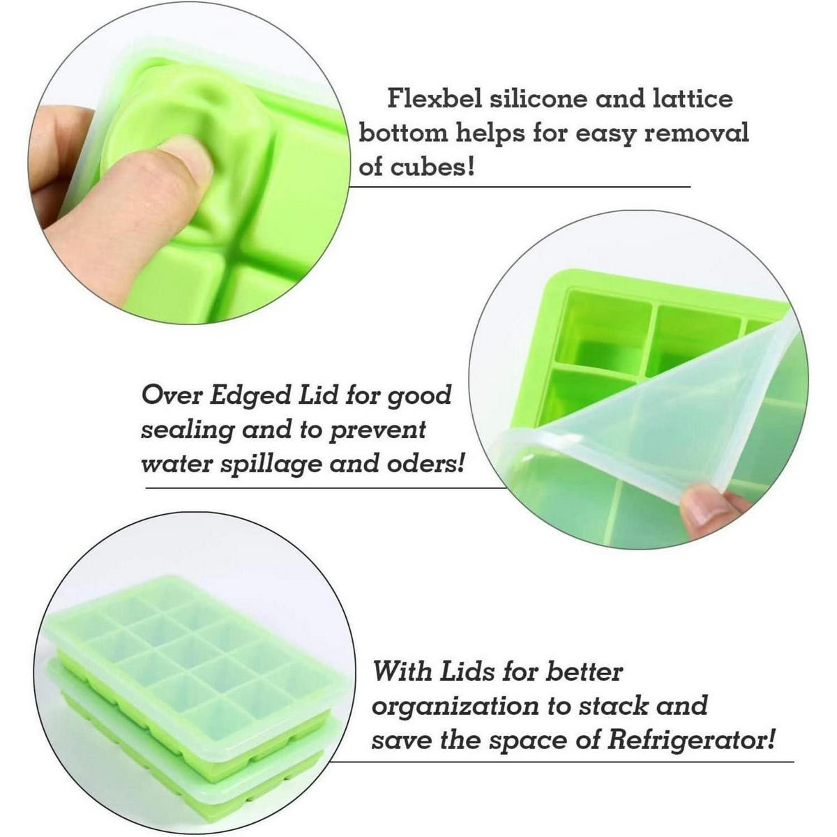 EISWÜRFELFORM 2er Set Silikon Grün - Grün, Kunststoff (1/1/1cm)